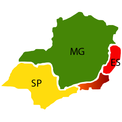 Mapa do Sudeste do Brasil